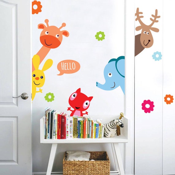 Animal Wall Decal for Kids Playroom Wall Decals for Kids Peel Etsy