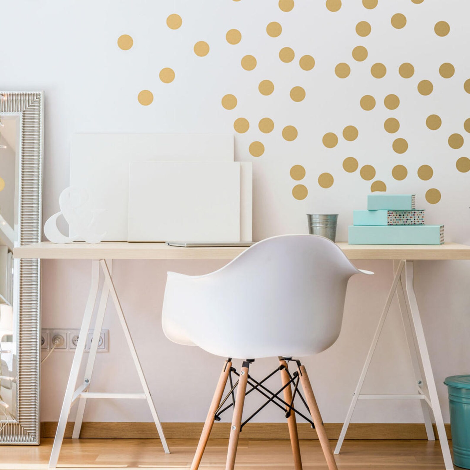Gold Polka Dots Wall Decals 90 Pcs Polka Dot Wall Decals Etsy