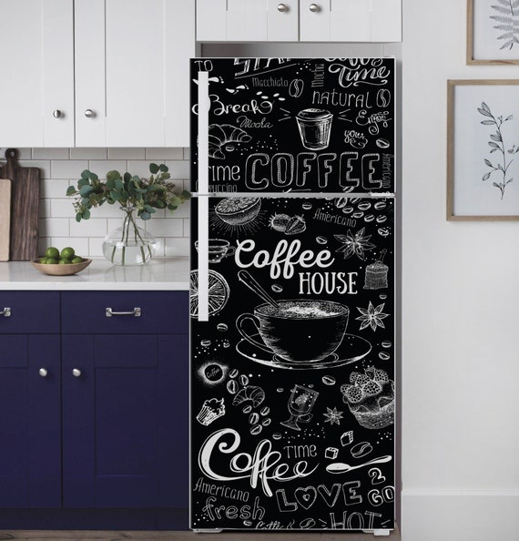 Refrigerator Wrap Side by Side Floral Fridge Wrap Vinyl Top Bottom