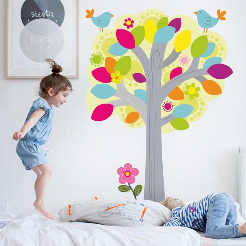 Tree Wall Decal for Kids Room, Large Tree Vinyl Wall Decal Nursery Peel ...