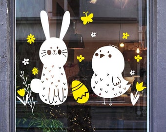 Adesivi decorativi pasquali per finestre, 9 pezzi di adesivi pasquali per porte e finestre, uova di Pasqua, ghirlanda, coniglietto | Leroy Merlin