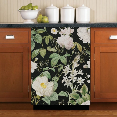 Dishwasher Cover Vintage Floral Retro Kitchen Etsy