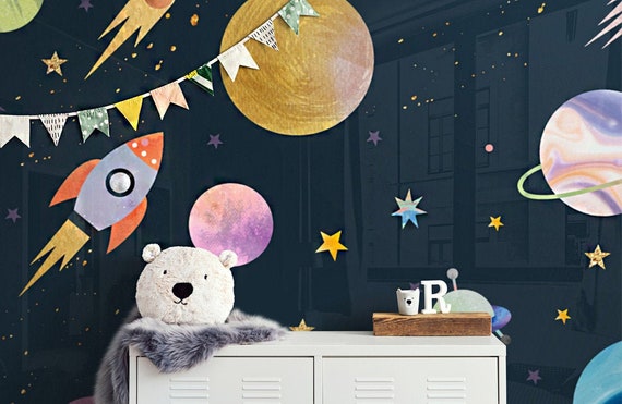 Kids Space Wallpaper: Peel and Stick Vinyl for Boys Room