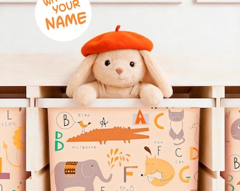 IKEA Trofast Storage Box Stickers АВС with NAME, Personalized Toy Storage Labels for Kids, Trofast Decals, Neutral Alphabet Bin Vinyl Wrap