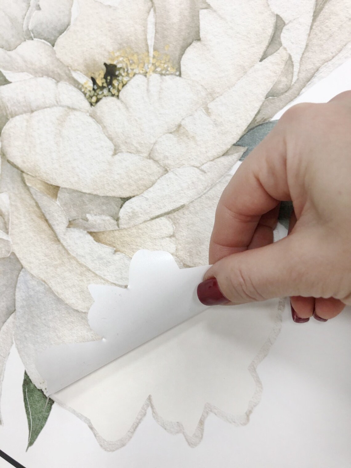 White Large Peonies Wall Decals Peony Flowers Wall Decal Set Etsy