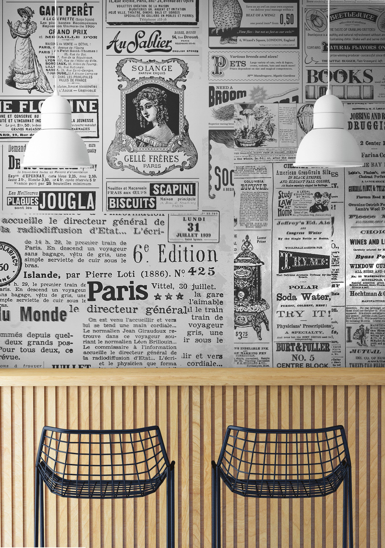 Vintage Newspaper Wallpaper Peel and Stick Black and White | Etsy