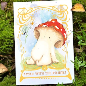 Magischer Fliegenpilz Pilz Märchen Kunstdruck | Gemütliches Cottagecore Naturdekor für ein Kinderzimmer oder Zuhause mit Charme | Einzigartige Geschenkidee für sie