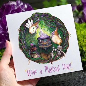 Carte de voeux vierge magique sorcière champignon fée Fantasy Cottagecore forêt pour maman soeur petite amie amie pour anniversaire et jour spécial