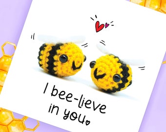 card for mental health support anxiety motivational best friend thinking of you 'I believe in you' - cute handmade bumble bee greetings card