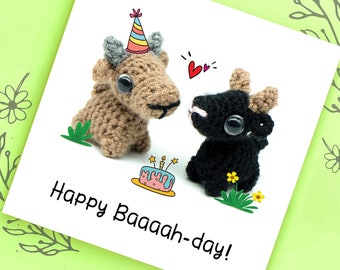 goat birthday card best friend friendship happy birthday for mum goat gift farm animal 'happy baaah-day!' -cute handmade goat greetings card