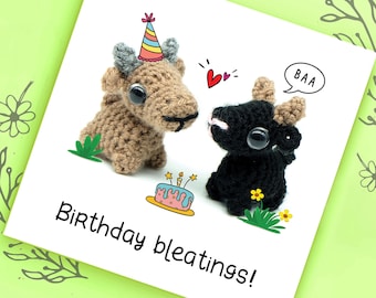 goat birthday card best friend friendship happy birthday mum goat gift farm animal 'birthday bleatings!' -cute handmade goat greetings card