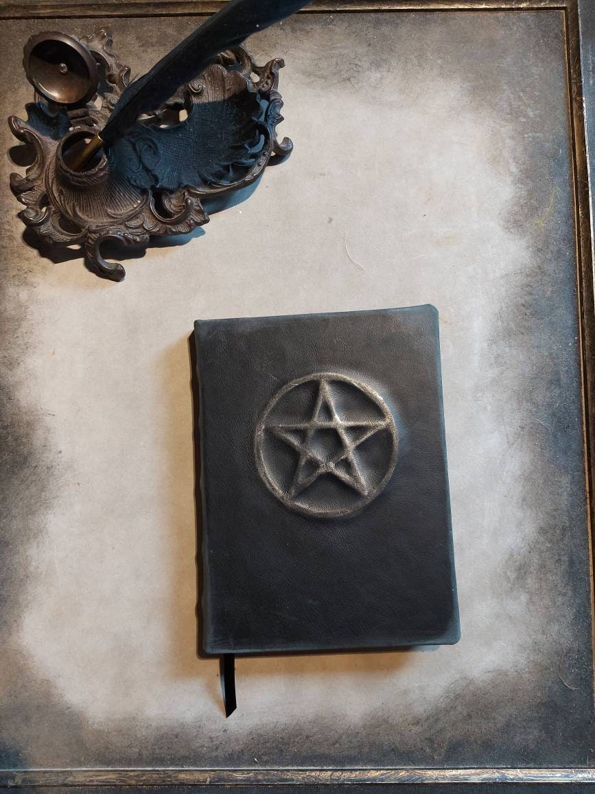 Black leather pentagram diary junk journal or book of spells Etsy