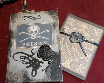 Poison junk journal. Gothic or Horror gift with Skull and Cross Bones