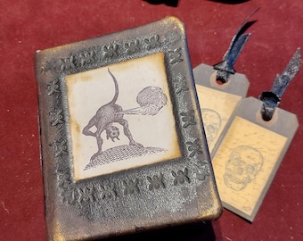 Black Leather Devil Mini Book, Witch, Horror, funny gothic gift
