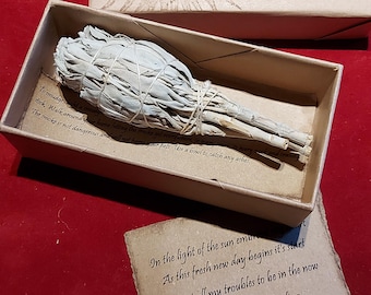 New Beginnings Smudge Spell Gift in box. White Sage Witch Gift