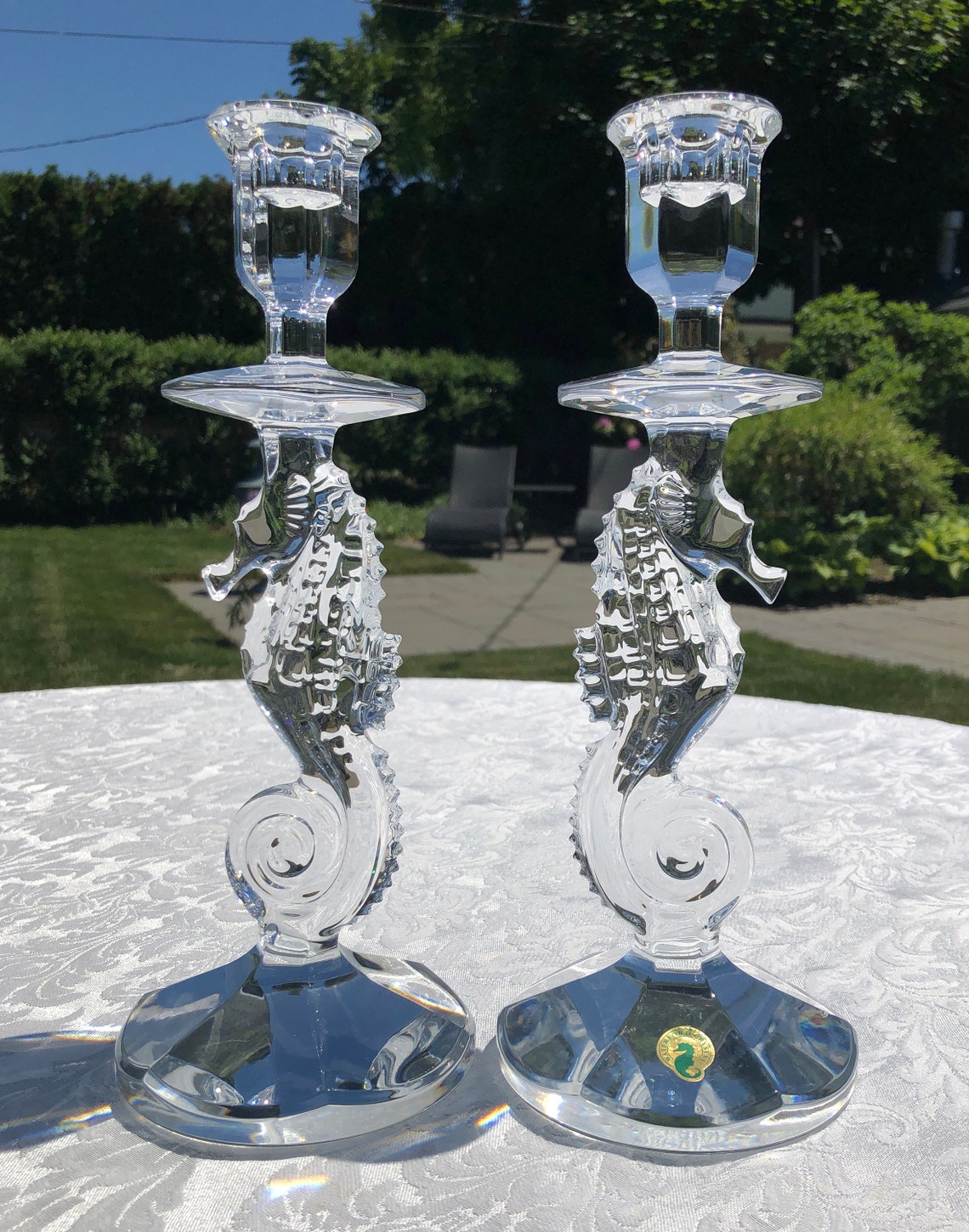 Pair of Waterford Crystal Seahorse Candlesticks Lead Crystal. Etsy