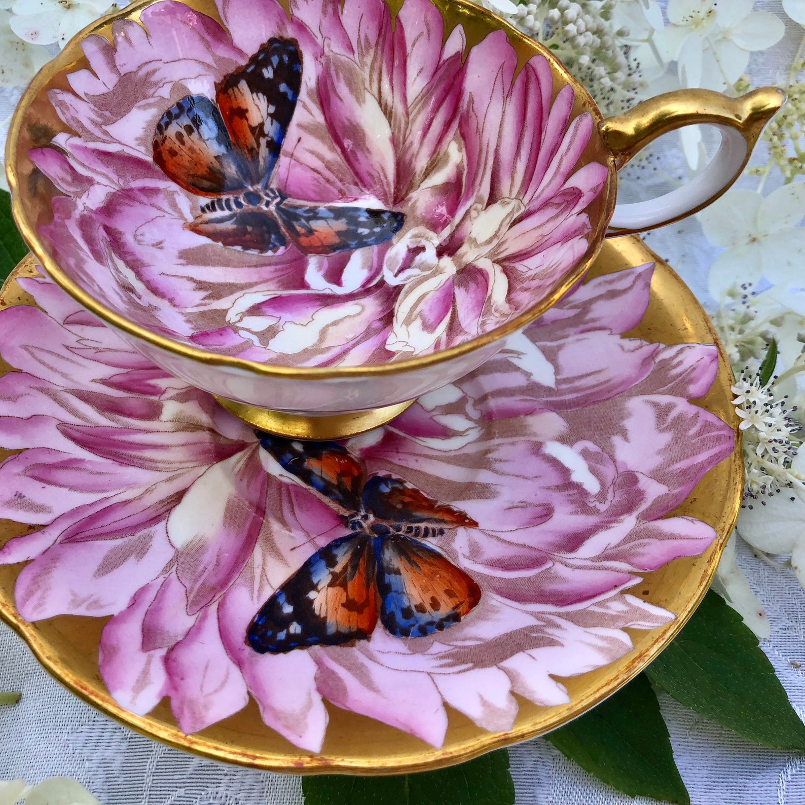 Sping Gift Set, Easte Bunny Tea Cup And Sauce, Gold ... - Etsy