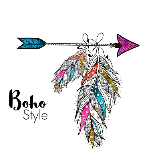Download Clipart arrow and feather ethnic Boho style Bohemian ...