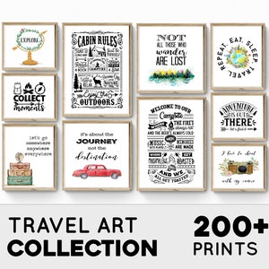 Travel Adventure Printable Set, Inspirational Travel Print, Travel Wall Art Print, Travel Definition Print, World Travel Poster, Travel Gift image 1
