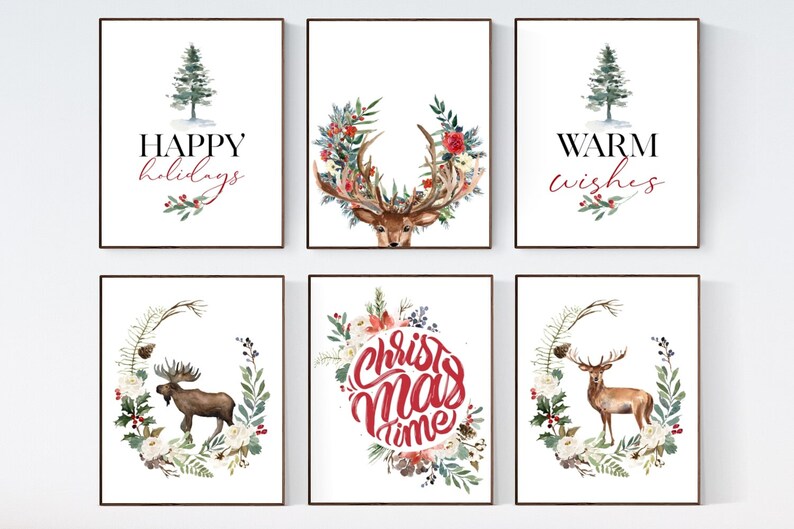 Holiday Decor Christmas Printable Set Christmas Prints - Etsy