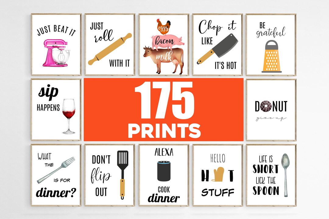 Funny Kitchen Wall Decor Kitchen Wall Art Kitchen Utensils Etsy