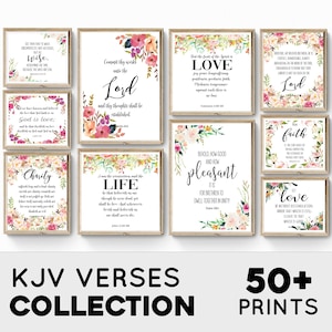 Set of 50 KJV Bible Verse Prints - Scripture Wall Art - Christian Home Decor - Printable Scripture - Fruit of the Spirit Bible Verses Set