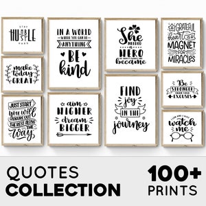 Inspirational Quotes, Office Decor Prints, Inspiring Wall Art, Positive Quote Prints Set , 100 Motivational Wall Art Prints Instant Download