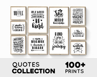 Inspirational Quotes, Office Decor Prints, Inspiring Wall Art, Positive Quote Prints Set , 100 Motivational Wall Art Prints Instant Download