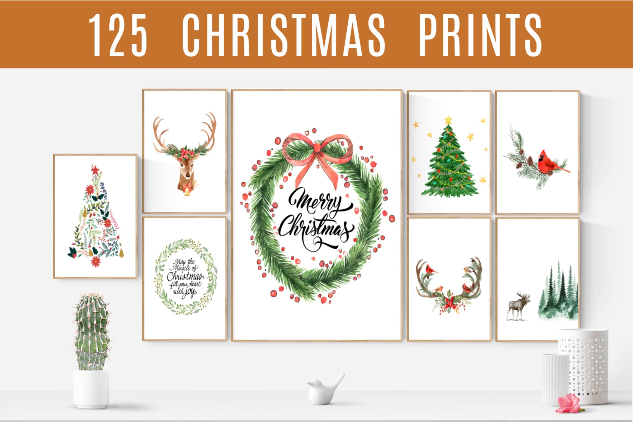 Christmas Wall Art Christmas Printable Set Christmas Prints Etsy