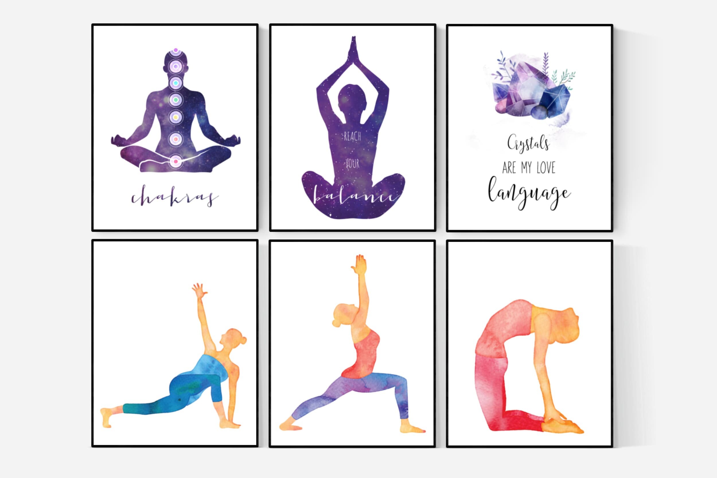 Yoga Printable Set Yoga Room Decor Yoga Wall Art Yoga Etsy
