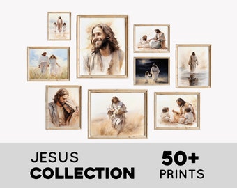 Set of 50 Jesus Wall Art Printable, Christian Wall Art, Christian Gallery Set, Jesus Prints, Christmas Gift, Christian Home Decor
