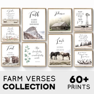Farmhouse Bible Verse Prints, Christian Wall Art, Bible Verses Wall Art, Scripture Printable, Farmhouse Christian Decor, Rustic Home Decor