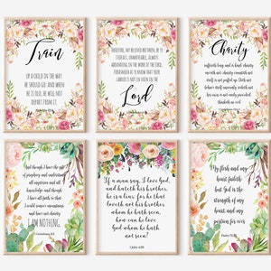 Set of 50 KJV Bible Verse Prints Scripture Wall Art Christian Home ...