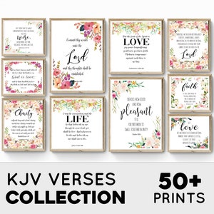 Set of 50 KJV Bible Verse Prints - Scripture Wall Art - Christian Home Decor - Printable Scripture - Fruit of the Spirit Bible Verses Set