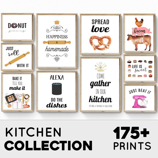 Funny Kitchen Wall Decor, Kitchen Wall Art, Kitchen Utensils Wall Art, Kitchen Printable Set, Kitchen Typography Prints Set Instant Download