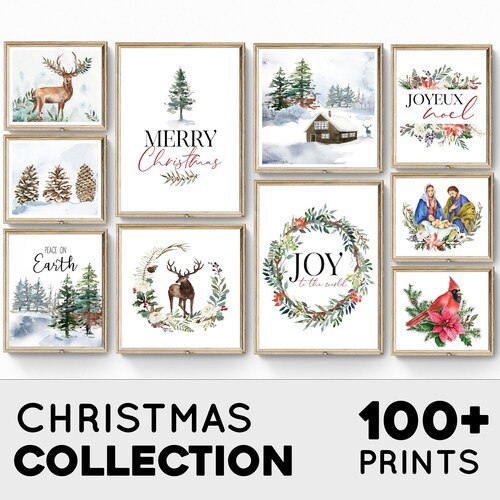 Christmas Wall Art Holiday Decor Christmas Prints Farmhouse Etsy