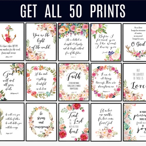 30 Bible Verse Printable Set Christian Wall Art Bundle Bible Etsy