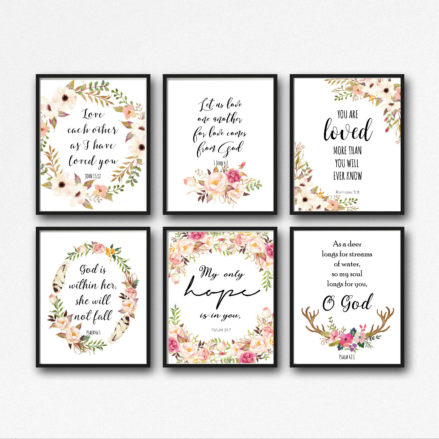 50 Bible Verse Printable Set Christian Wall Art Bible Verses Etsy
