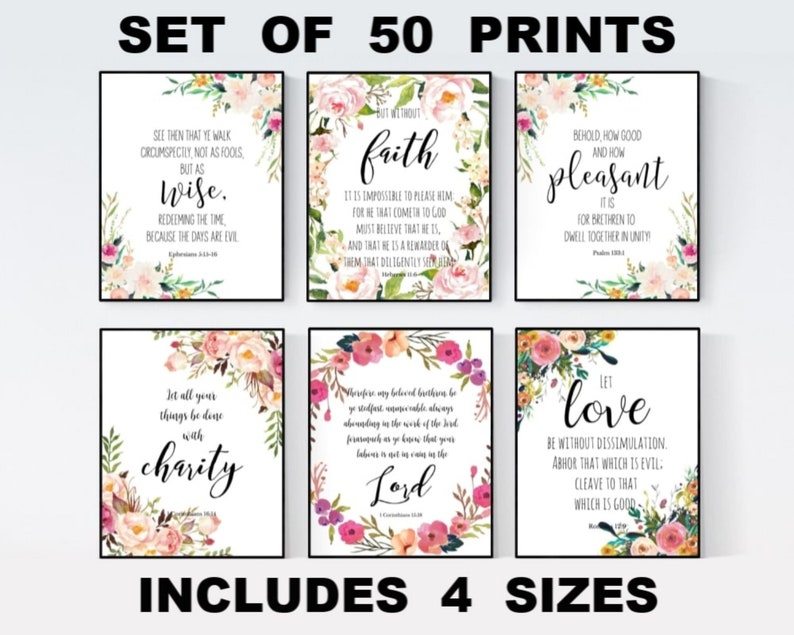 photo relating to Printable Bible Verses Kjv called KJV Bible Verse Print Established, Printable Scripture, Bible Verse Wall Artwork, KJV Verses, King James Variation, Christian Wall Artwork, Mounted of 50 Prints