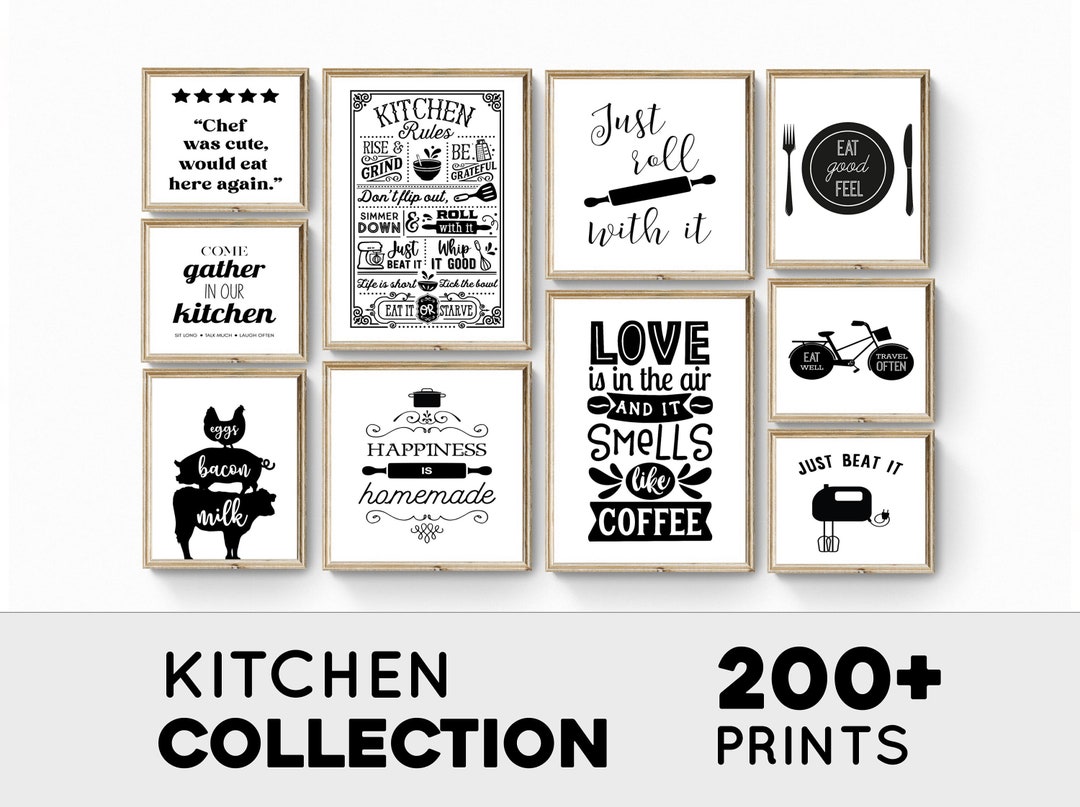 Kitchen Printable Set, Aesthetic Kitchen Decor, Cute Cooking Art ...