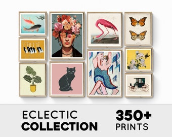 Eclectic Wall Art, 350 Piece Maximalist Gallery Wall Collection, Printable Exhibition Posters, Vintage Prints, Instant Living Room Decor