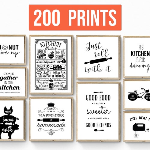 Printable Kitchen Wall Art Set of 3 Kitchen Prints Food Etsy