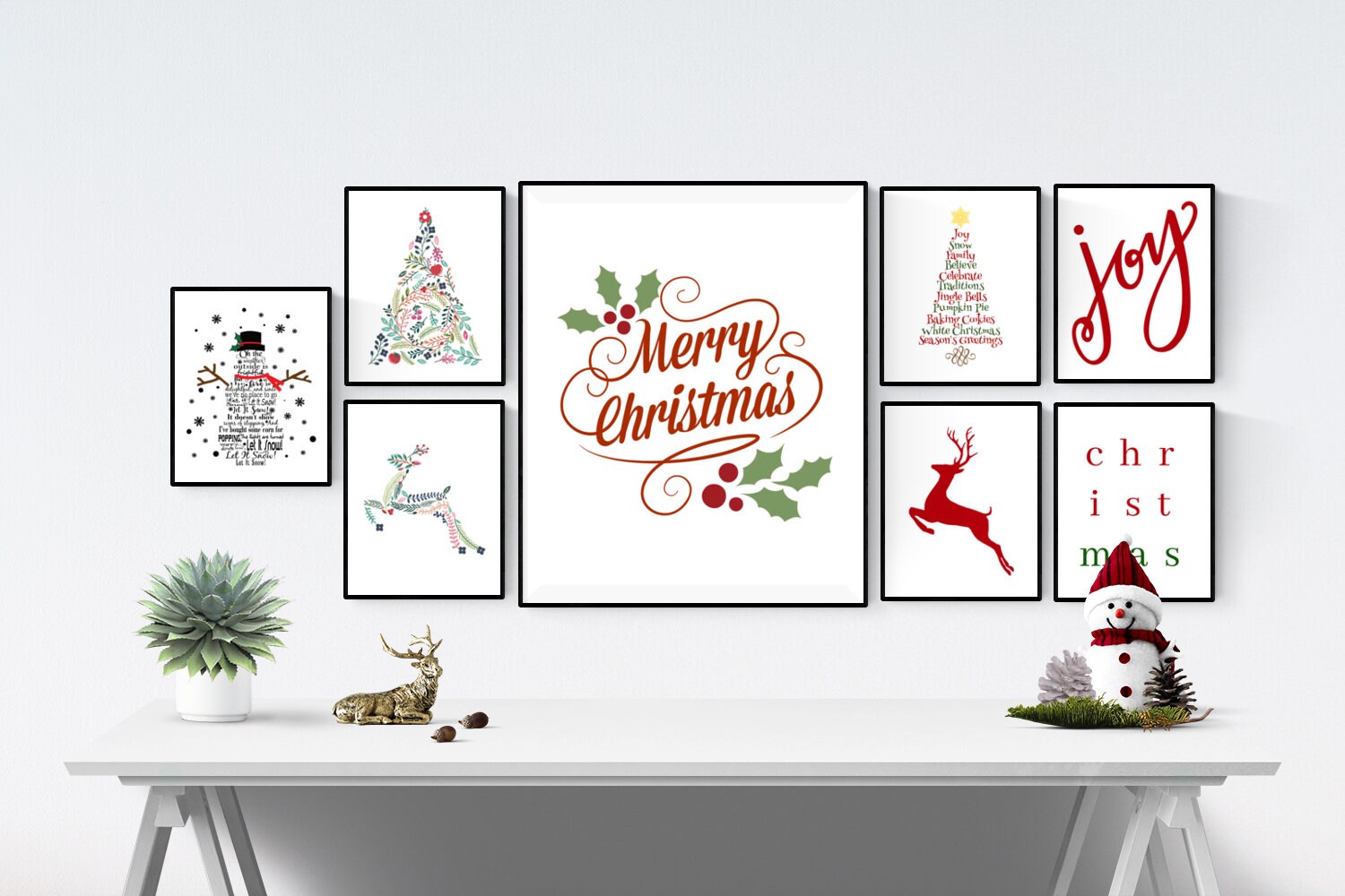 Christmas Wall Art Christmas Printable Set Christmas Prints | Etsy