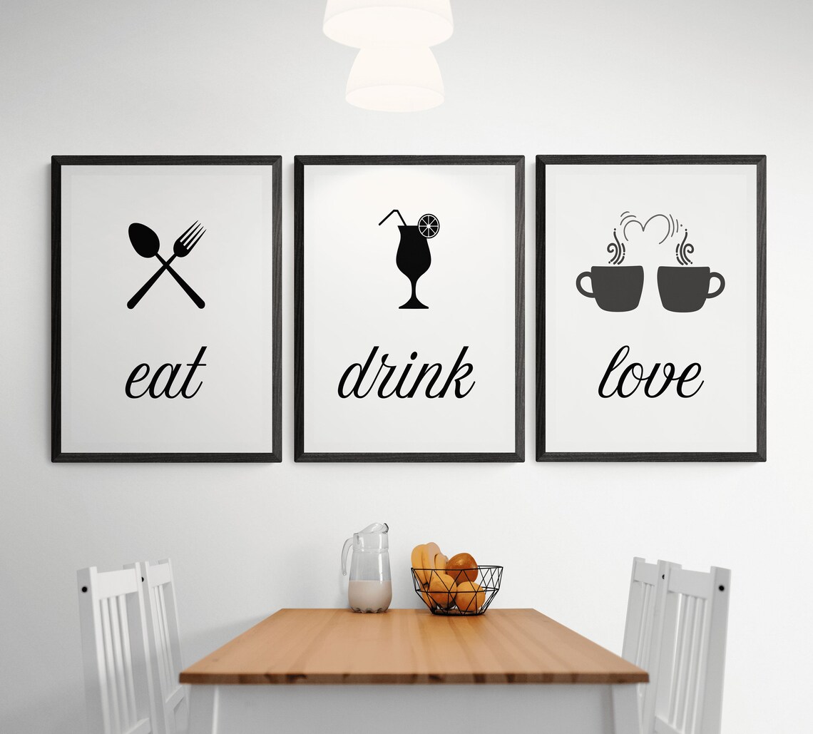 Kitchen Printable Set Funny Kitchen Wall Decor Kitchen Wall - Etsy