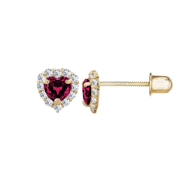 14kt Solid Gold Kids Heart Stud Screwback Earrings