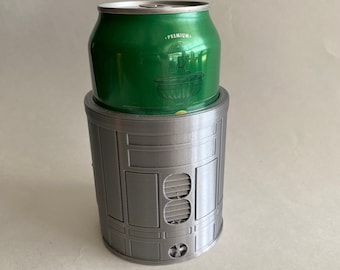 Droid metallic silver soda beer can holder Cousy 3D printed