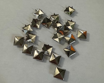 12MM Silver Metal Spikes | Square Stud Rivets | Punk Rock Goth Leather Craft Supplies Four Claw Rivets for Clothing, Shoes, Belts, Bracelets