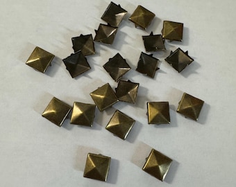 12MM Bronze Metal Spikes | Square Stud Rivets | Punk Rock Goth Leather Craft Supplies Four Claw Rivets for Clothing, Shoes, Belts, Bracelets
