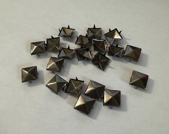12MM Black Metal Spikes | Square Stud Rivets | Punk Rock Goth Leather Craft Supplies |Four Claw Rivets for Clothing, Shoes, Belts, Bracelets