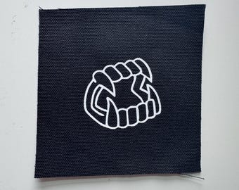 Vampire Teeth Canvas Patch | Gothic Horror Iron-On Vinyl Apparel Accessory